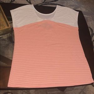 Coral striped top with bow on back